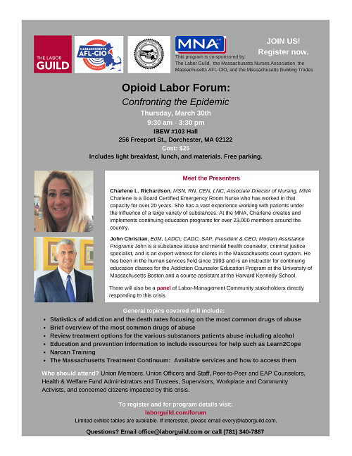 Opioid Labor Forum- Join us on March 30th!
